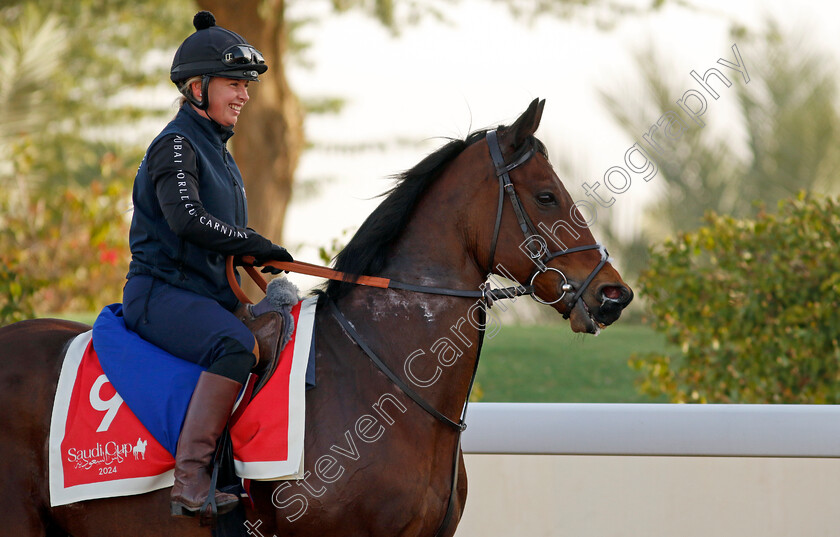 Enemy-0005 
 ENEMY training for The Red Sea Turf Handicap
King Abdulaziz Racecourse, Saudi Arabia 20 Feb 2024 - Pic Steven Cargill / Racingfotos.com