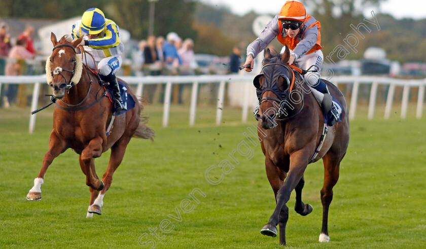 Jungle-Run-0002 
 JUNGLE RUN (right, Connor Planas) beats ENCHANTED NIGHT (left) in The Free Digital Racecard At raceday-ready.com Handicap
Yarmouth 17 Sep 2024 - Pic Steven Cargill / Racingfotos.com