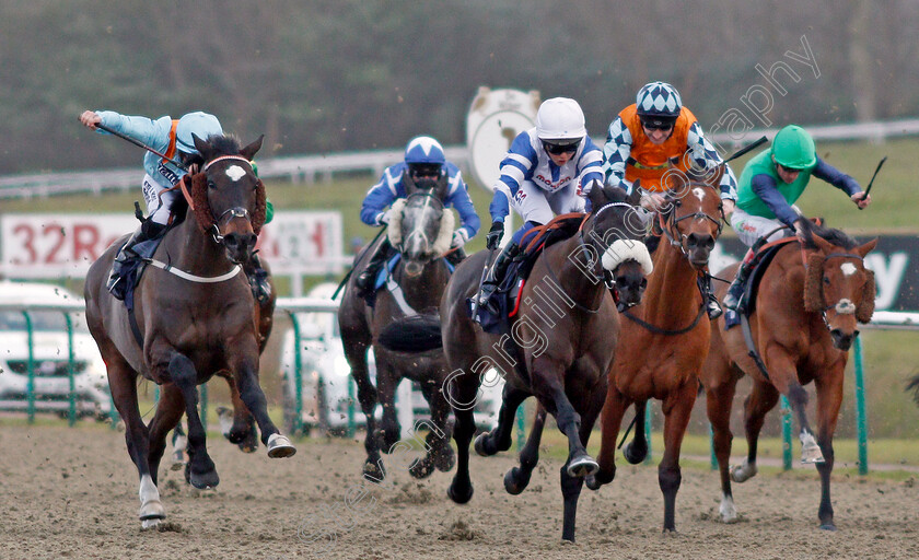 Lexington-Law-0004 
 LEXINGTON LAW (left, Tom Marquand) beats ZUBAYR (centre) in The Betway Casino Handicap Lingfield 30 Dec 2017 - Pic Steven Cargill / Racingfotos.com