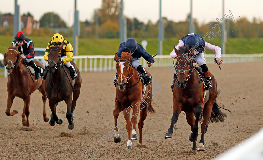 Montague-0003 
 MONTAGUE (right, Dougie Costello) beats FUSION CENTRAL (2nd right) in The Bet toteplacepot At betfred.com Claiming Stakes Chelmsford 12 Oct 2017 - Pic Steven Cargill / Racingfotos.com