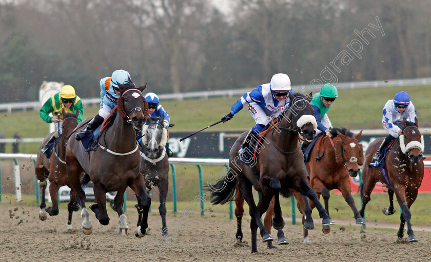 Lexington-Law-0005 
 LEXINGTON LAW (left, Tom Marquand) beats ZUBAYR (centre) in The Betway Casino Handicap Lingfield 30 Dec 2017 - Pic Steven Cargill / Racingfotos.com