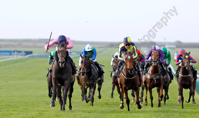 Shahbaz-0002 
 SHAHBAZ (left, Callum Shepherd) beats THERE'S THE DOOR (right) in The racingtv.com/freetrial Nursery
Newmarket 29 Oct 2022 - Pic Steven Cargill / Racingfotos.com