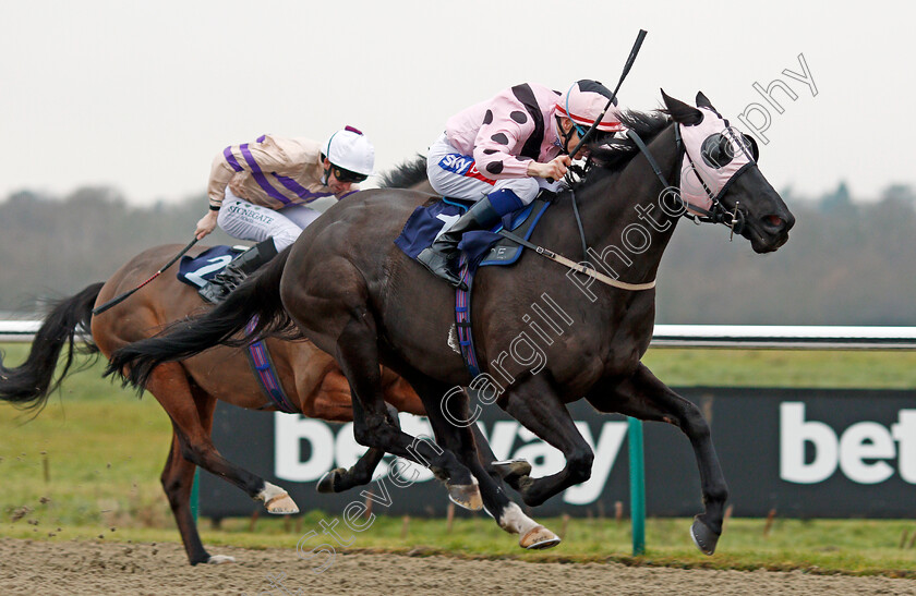 Black-Dave-0004 
 BLACK DAVE (Fran Berry) wins The Betway Classified Selling Stakes Lingfield 20 Dec 2017 - Pic Steven Cargill / Racingfotos.com