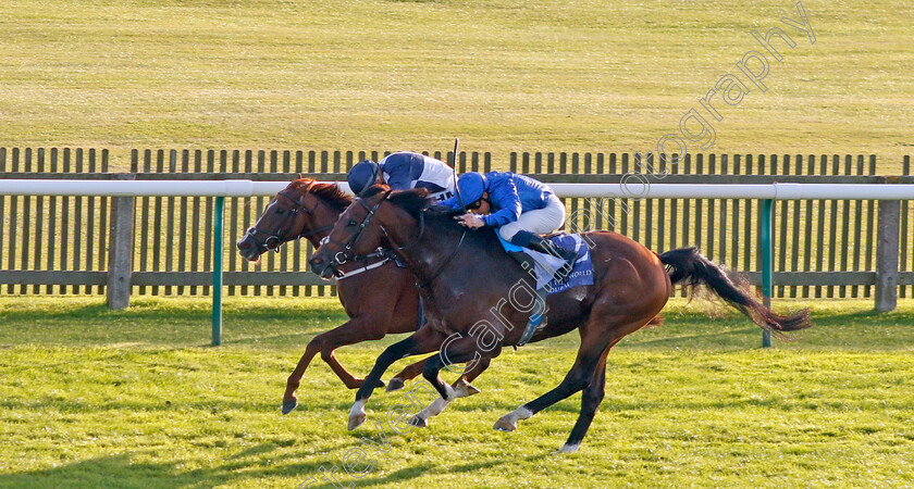 Tregony-0002 
 TREGONY (farside, Saffie Osborne) beats NEW LONDON (nearside) in The Al Basti Equiworld Dubai Godolphin Stakes
Newmarket 29 Sep 2023 - Pic Steven Cargill / Racingfotos.com