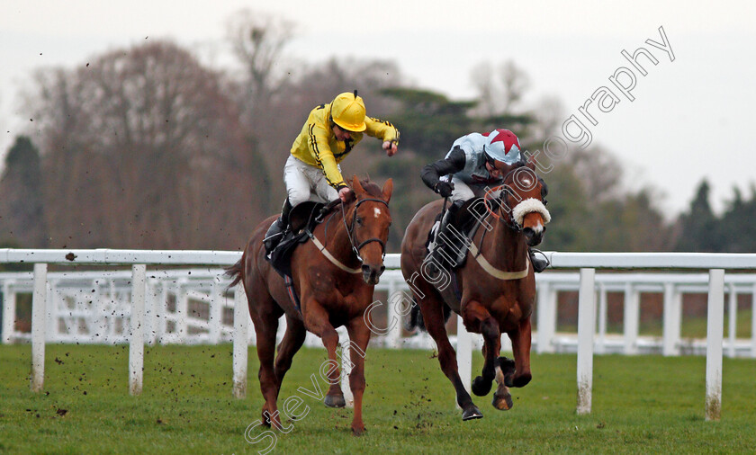 Buildmeupbuttercup-0001 
 BUILDMEUPBUTTERCUP (left, Brian Hughes) beats ROSY WORLD (right) in The Millgate Mares Standard Open National Hunt Flat Race Ascot 17 Feb 2018 - Pic Steven Cargill / Racingfotos.com