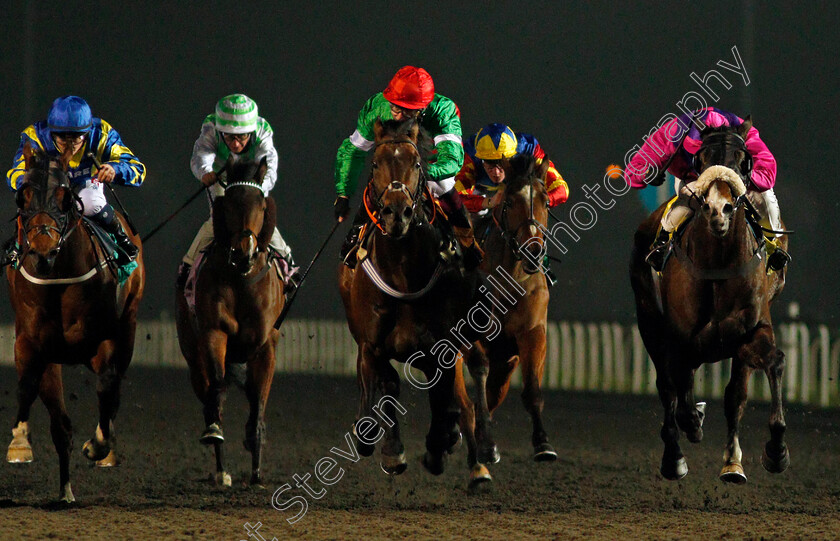 Ilhabela-Fact,-Crimson-King-and-Chinese-Whisperer-0001 
 ILHABELA FACT (centre, Cieren Fallon) with CRIMSON KING (right, Josephine Gordon) and CHINESE WHISPERER (left, Hollie Doyle) 
Kempton 3 Mar 2021 - Pic Steven Cargill / Racingfotos.com