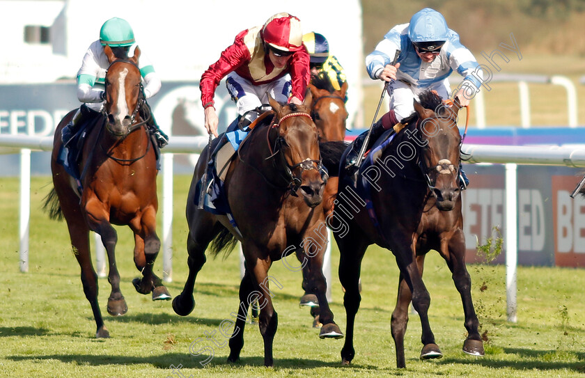 Meribella-0002 
 MERIBELLA (right, Rob Hornby) beats BINT AL DAAR (left) in The British Stallion Studs EBF Fillies Handicap
Doncaster 13 Sep 2024 - Pic Steven Cargill / Racingfotos.com