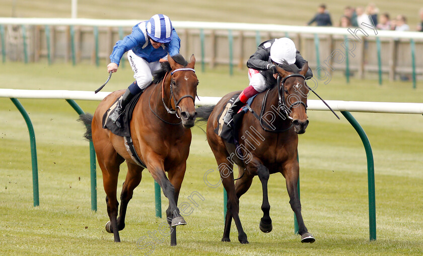 Maqsad-0005 
 MAQSAD (left, Jim Crowley) beats TWIST 'N' SHAKE (right) in The bet365 EBF Fillies Maiden Stakes Div1
Newmarket 16 Apr 2019 - Pic Steven Cargill / Racingfotos.com