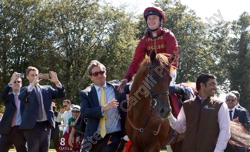 Lightning-Spear-0013 
 LIGHTNING SPEAR (Oisin Murphy) with David Simcock after The Qatar Sussex Stakes
Goodwood 1 Aug 2018 - Pic Steven Cargill / Racingfotos.com