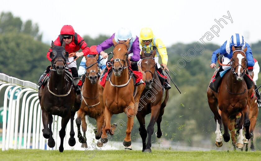 Cosmopolitan-Queen-0003 
 COSMOPOLITAN QUEEN (2nd left, Ryan Moore) beats CHARACTER WITNESS (left) and WARSAAN (right) in The Gate-A-Mation Handicap
Sandown 15 Jun 2018 - Pic Steven Cargill / Racingfotos.com