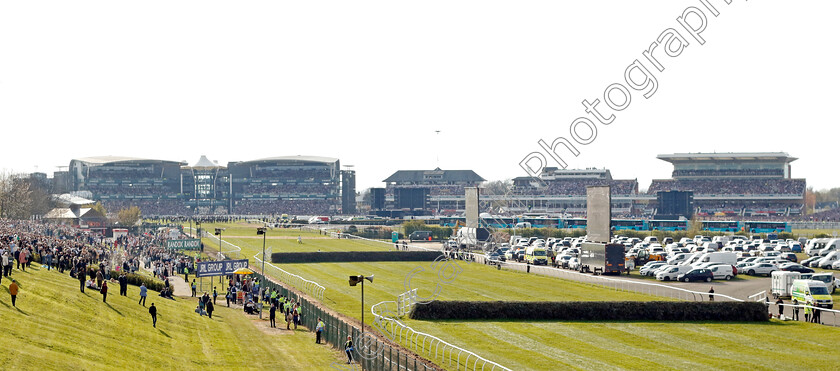 Aintree-0001 
 view of fences 1 and 2 in the Grand National
Aintree 15 Apr 2023 - Pic Steven Cargill / Racingfotos.com