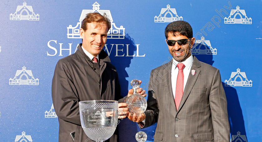 Mountain-Hunter-0005 
 Presentation by James O'Donnell to Saeed Bin Suroor for The Mukhadram Godolphin Stakes won by MOUNTAIN HUNTER 
Newmarket 27 Sep 2019 - Pic Steven Cargill / Racingfotos.com