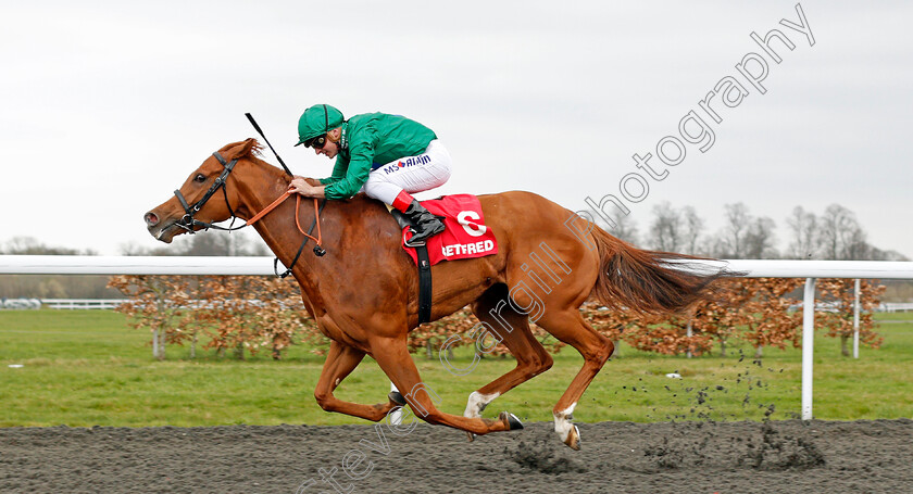 Raven s-Lady-0003 
 RAVEN'S LADY (Andrea Atzeni) wins The Betfred Supports Jack Berry House Handicap Kempton 7 Apr 2018 - Pic Steven Cargill / Racingfotos.com