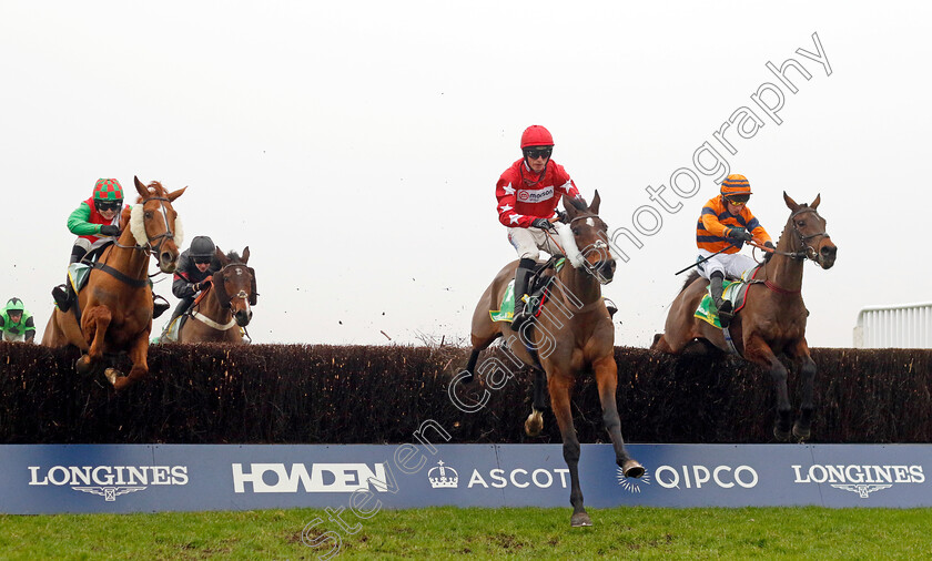 Terresita-0001 
 TERRESITA (right, Gavin Sheehan) beats HITMAN (centre) and FLEGMATIK (left) in The Bet365 Handicap Chase
Ascot 18 Jan 2025 - Pic Steven Cargill / Racingfotos.com