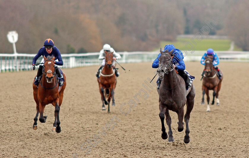 Broderie-0004 
 BRODERIE (Tom Marquand) beats CRAVING (left) in The 32Red Casino Novice Stakes Lingfield 2 Feb 2018 - Pic Steven Cargill / Racingfotos.com