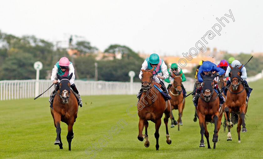 Portrush-0002 
 PORTRUSH (left, Robert Havlin) beats TANITA (centre) and WHITE MOUNTAIN (right) in The Download The At The Races App Maiden Stakes
Yarmouth 15 Jul 2020 - Pic Steven Cargill / Racingfotos.com