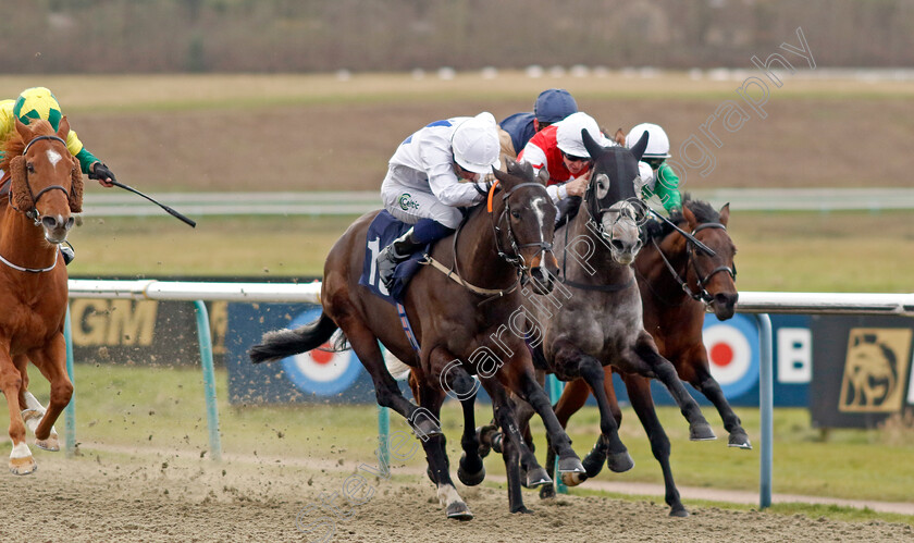 Epsom-Faithfull-0004 
 EPSOM FAITHFULL (centre, Paddy Bradley) beats ARCTICIAN (2nd right) in The Best Racing Odds Guaranteed At Betmgm Handicap
Lingfield 20 Jan 2024 - Pic Steven Cargill / Racingfotos.com