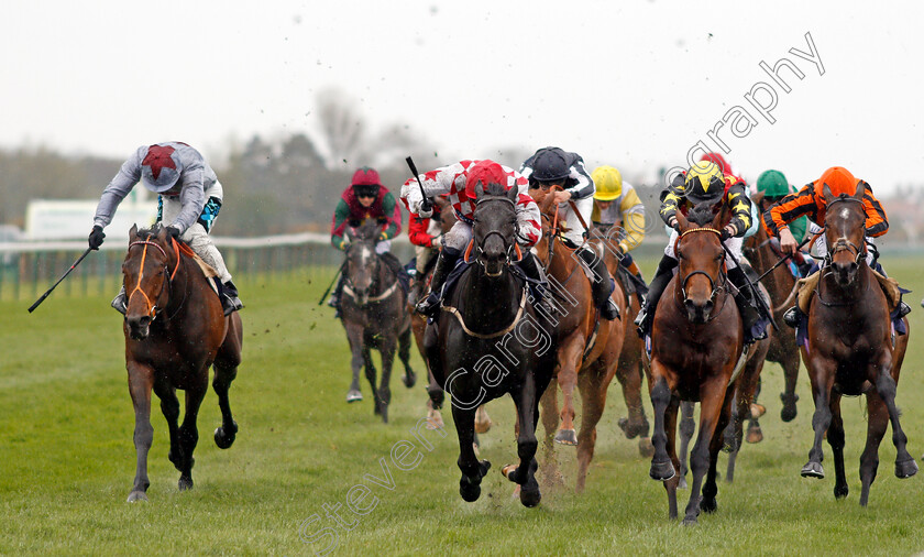 Immortal-Romance-0002 
 IMMORTAL ROMANCE (centre, Jamie Spencer) beats CRISTAL SPIRIT (2nd right) DAWN DANCER (right) and ATTICUS BOY (left) in The Burlington Palm Hotel Of Great Yarmouth Handicap Yarmouth 24 Apr 2018 - Pic Steven Cargill / Racingfotos.com