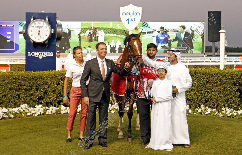 Barney-Roy-0015 
 BARNEY ROY with Charlie Appleby after The Jebel Hatta
Meydan 7 Mar 2020 - Pic Steven Cargill / Racingfotos.com