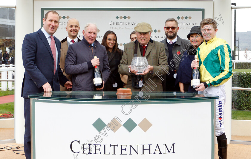 Diakali-0011 
 Presentation to Gary Moore, Joshua Moore and owners for The squareintheair.com Novices Chase won by DIAKALI 
Cheltenham 26 Oct 2018 - Pic Steven Cargill / Racingfotos.com