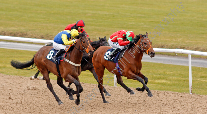 Starfighter-0001 
 STARFIGHTER (left, Richard Kingscote) beats FIEROSPEED (right) in The Heed Your Hunch At Betway Handicap
Wolverhampton 13 Mar 2021 - Pic Steven Cargill / Racingfotos.com