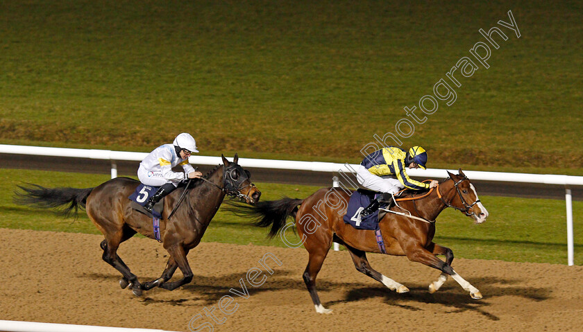 My-Girl-Maggie-0002 
 MY GIRL MAGGIE (Richard Kingscote) beats HERMOCRATES (left) in The Play 4 To Win At Betway Handicap
Wolverhampton 4 Jan 2021 - Pic Steven Cargill / Racingfotos.com