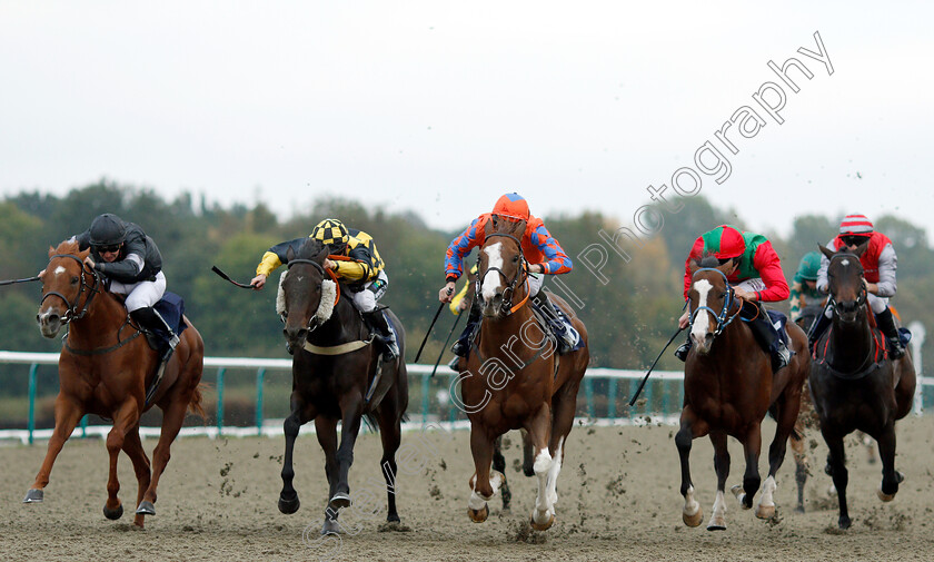 Prominna-0003 
 PROMINNA (centre, Luke Morris) beats ROUNDABOUT MAGIC (left) MERCERS (2nd left) and ROY'S LEGACY (right) in The 188bet Casino Handicap
Lingfield 4 Oct 2018 - Pic Steven Cargill / Racingfotos.com