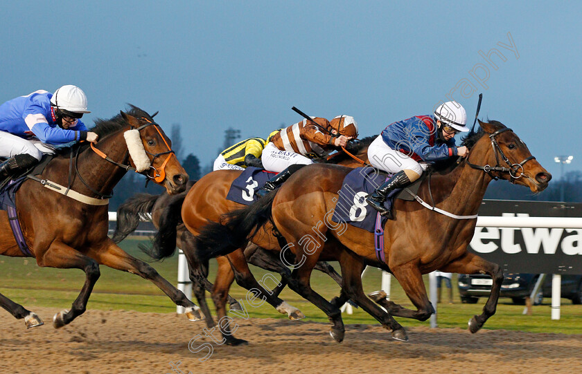 Nurse-Dee-0003 
 NURSE DEE (Laura Pearson) beats SPIRIT OF ROWDOWN (left) in The Ladbrokes Football Acca Boosty Handicap
Wolverhampton 18 Jan 2021 - Pic Steven Cargill / Racingfotos.com