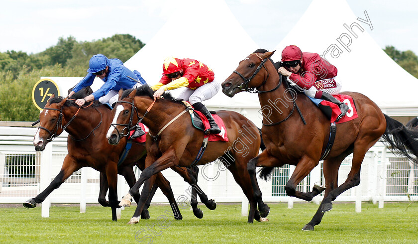 Shared-Belief-0001 
 SHARED BELIEF (centre, Edward Greatrex) beats RIOT (right) and VISIBLE CHARM (left) in The Chasemore Farm EBF Maiden Stakes
Sandown 14 Jun 2019 - Pic Steven Cargill / Racingfotos.com