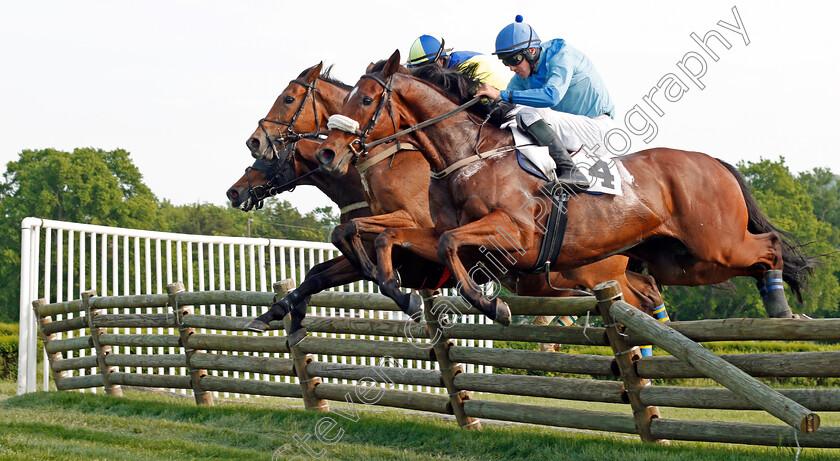 Plated-0004 
 PLATED (nearside, Jack Doyle) beats TWO'S COMPANY (centre) in The Mason Houghton Memorial Timber Steeplechase, Percy Warner Park, Nashville 12 May 2018 - Pic Steven Cargill / Racingfotos.com