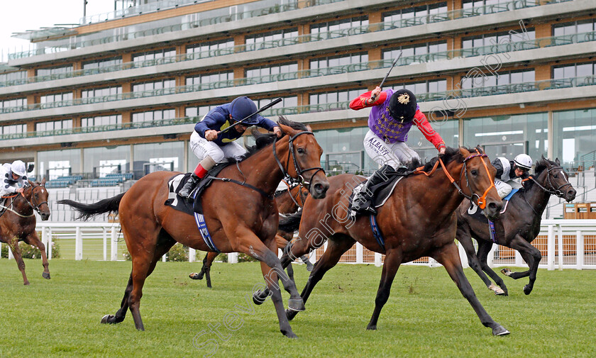 Star-Cactus-0002 
 STAR CACTUS (left, Andrea Atzeni) beats COLLINSBAY (right) in the Frimley NHS Foundation Ascot Volunteer Drivers Nursery
Ascot 25 Jul 2020 - Pic Steven Cargill / Racingfotos.com