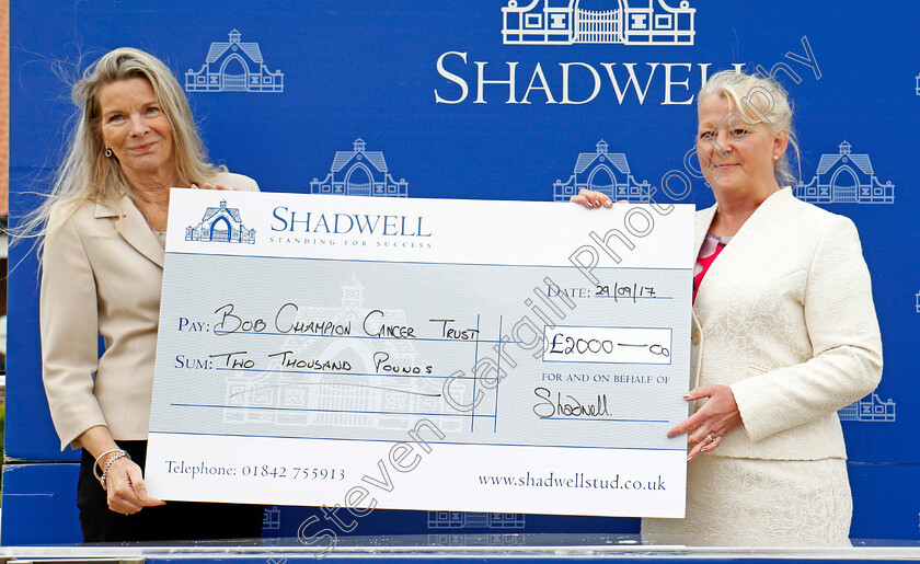 Presentation-to-Bob-Champion-Cancer-Trust-0001 
 Presentation by Shadwell to Bob Champion Cancer Trust Newmarket 29 Sep 2017 - Pic Steven Cargill / Racingfotos.com