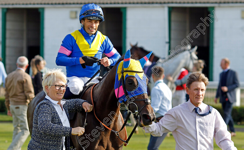 Sound-Angela-0008 
 SOUND ANGELA (Silvestre de Sousa) winner of The EBF Stallions John Musker Fillies Stakes
Yarmouth 18 Sep 2024 - Pic Steven Cargill / Racingfotos.com