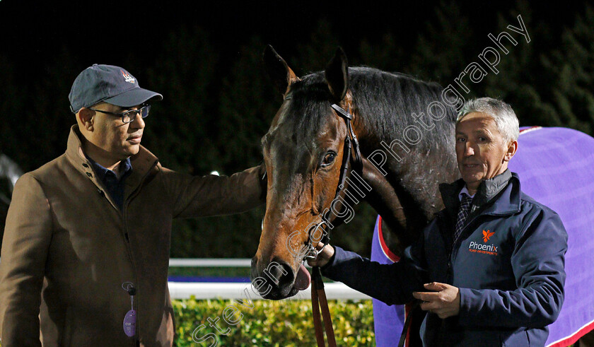 Gronkowski-0010 
 GRONKOWSKI with Amer Abdulaziz after The Road To The Kentucky Derby Conditions Stakes Kempton 7 Mar 2018 - Pic Steven Cargill / Racingfotos.com