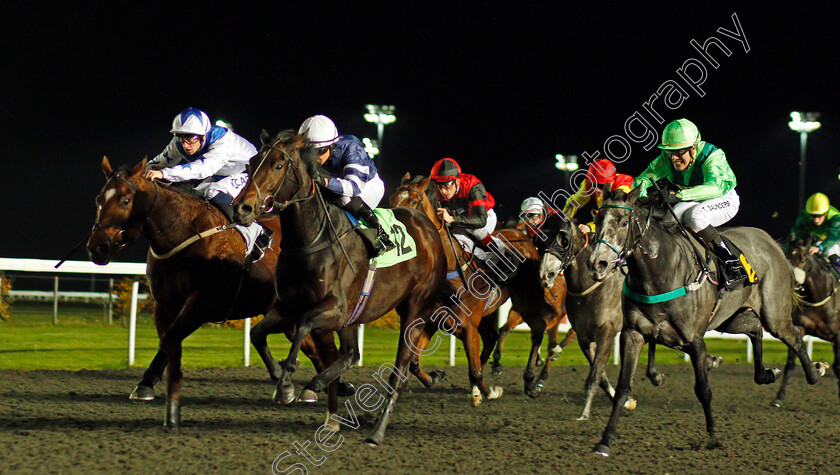 Bird-For-Life-0001 
 BIRD FOR LIFE (centre, Nicola Currie) beats MISTRESS VIZ (right) and ILEY BOY (left) in The Racing UK HD Handicap Kempton 8 Nov 2017 - Pic Steven Cargill / Racingfotos.com