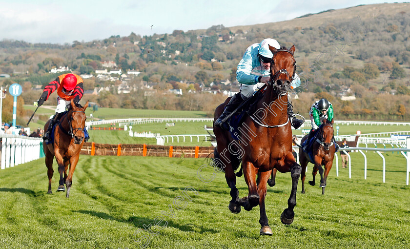 Twobeelucky-0005 
 TWOBEELUCKY (A E Lynch) wins The Masterson Holdings Hurdle Cheltenham 28 Oct 2017 - Pic Steven Cargill / Racingfotos.com