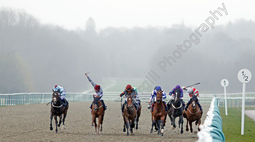 The-Warrior-0001 
 THE WARRIOR (3rd right, Daniel Muscutt) wins The Bombardier March To Your Own Drum Handicap
Lingfield 4 Mar 2020 - Pic Steven Cargill / Racingfotos.com