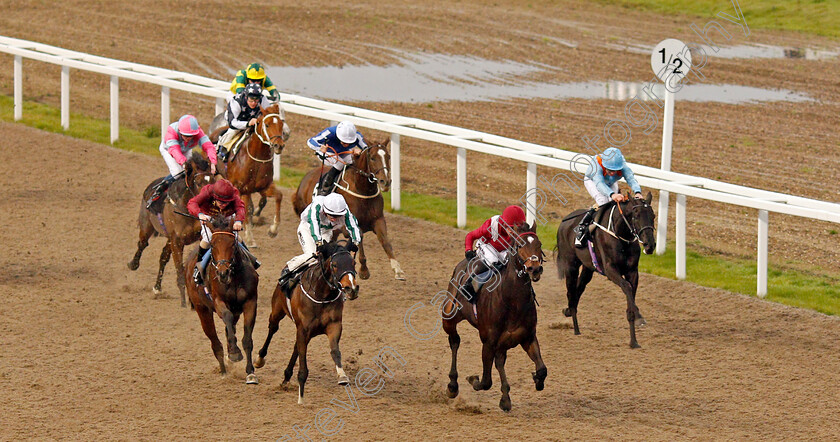 Colonize-0004 
 COLONIZE (Jim Crowley) beats FAR ROCKAWAY (centre) and PHAROAH KING (left) in The Extra Places At totesport.com Novice Stakes
Chelmsford 25 Nov 2019 - Pic Steven Cargill / Racingfotos.com