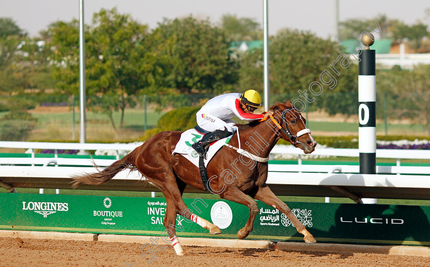 Istita aeh-0003 
 ISTITA'AEH (Camillo Ospina) wins The Mosef First Fillies Mile
King Abdulaziz Racecourse, Saudi Arabia, 23 Feb 2024 - Pic Steven Cargill / Racingfotos.com