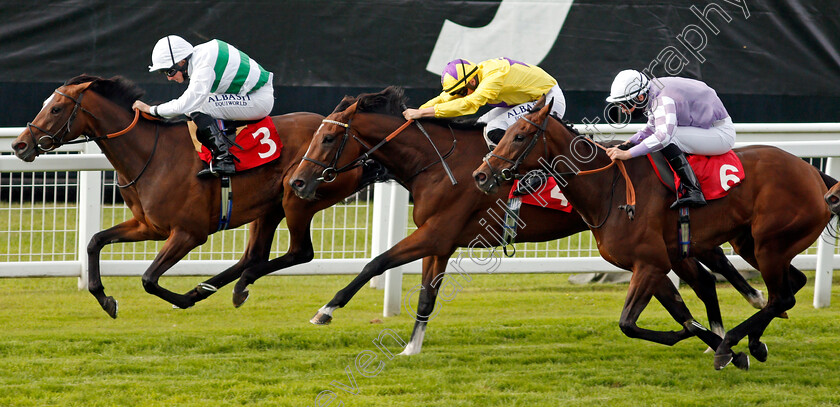 A-La-Voile-0006 
 A LA VOILE (Ryan Moore) beats ANGEL FAIRY (centre) and EAST END GIRL (right) in The Betway Fillies Handicap
Sandown 23 Aug 2020 - Pic Steven Cargill / Racingfotos.com