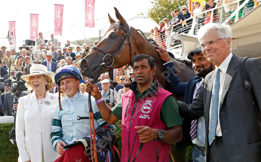 Quickthorn-0016 
 QUICKTHORN (Tom Marquand) with Hughie Morrison after The Al Shaqab Goodwood Cup
Goodwood 1 Aug 2023 - Pic Steven Cargill / Racingfotos.com