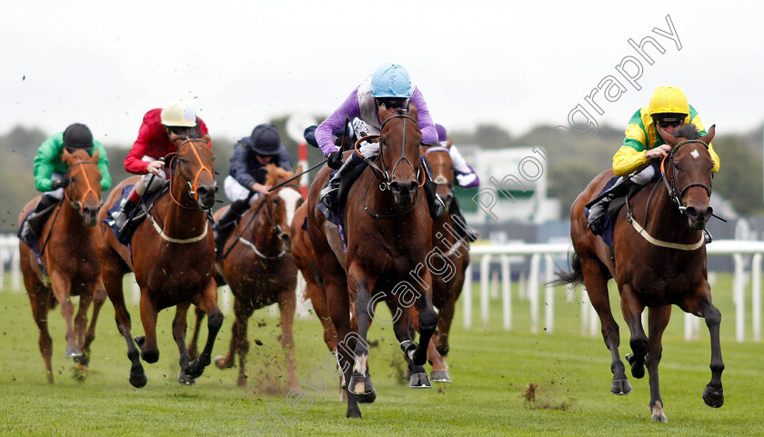 Dancing-Star-0004 
 DANCING STAR (centre, Oisin Murphy) beats EIRENE (right) in The Japan Racing Association Sceptre Stakes
Doncaster 14 Sep 2018 - Pic Steven Cargill / Racingfotos.com