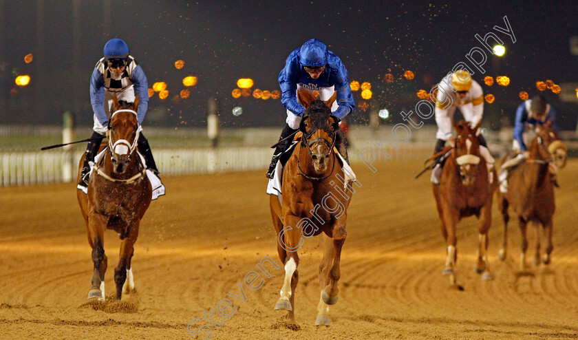 Comicas-0007 
 COMICAS (William Buick) wins The Dubawi Stakes Meydan 18 Jan 2018 - Pic Steven Cargill / Racingfotos.com