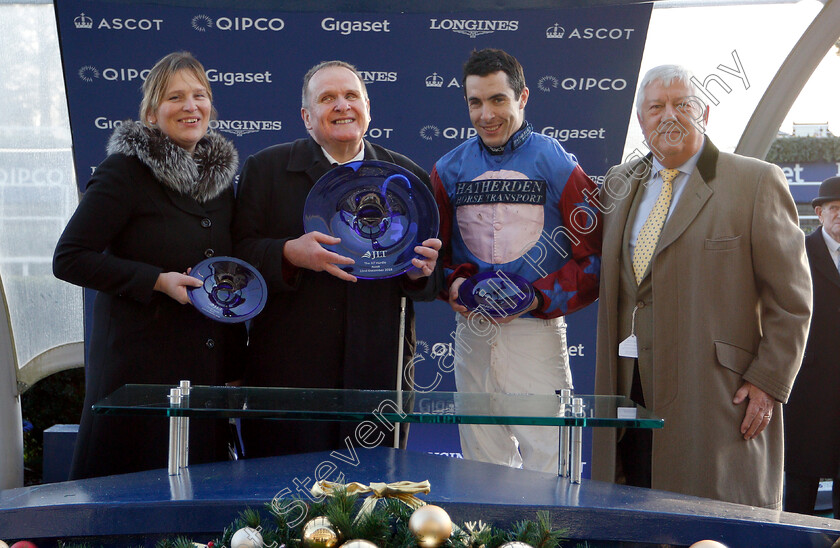 Paisley-Park-0019 
 Presentation to Andrew Gemmell, Emma Lavelle and Aidan Coleman for The JLT Long Walk Hurdle won by PAISLEY PARK
Ascot 22 Dec 2018 - Pic Steven Cargill / Racingfotos.com