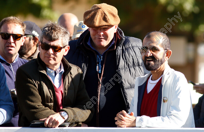 Sheikh-Mohammed-0003 
 Sheikh Mohammed with Simon Crisford and David Loder at Tattersalls Yearling Sale Book1
Newmarket 9 Oct 2018 - Pic Steven Cargill / Racingfotos.com