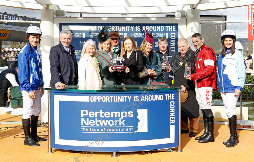 Delta-Work-0006 
 Presentation to Michael O'Leary and family, Gordon Elliott and Davy Russell for The Pertemps Network Final Handicap Hurdle won by DELTA WORK Cheltenham 15 Mar 2018 - Pic Steven Cargill / Racingfotos.com