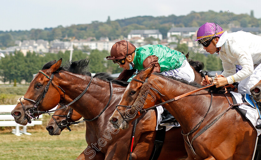 San-Remo-0004 
 SAN REMO (Mickael Barzalona) beats HONOR BERE (right, Maxime Guyon) in the Prix De Cosqueville
Deauville 8 Aug 2020 - Pic Steven Cargill / Racingfotos.com