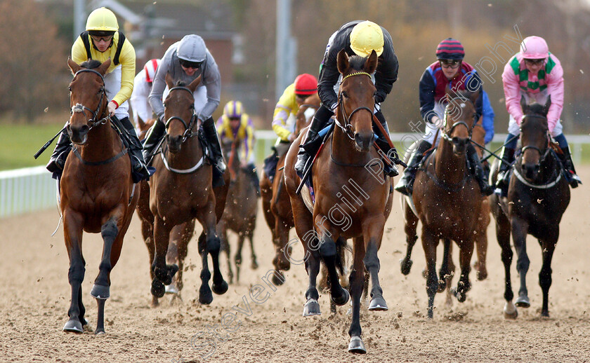 Baba-Ghanouj-0008 
 BABA GHANOUJ (David Probert) beats EBBRAAM (left) in The Ladbrokes Home Of The Odds Boost Fillies Novice Stakes Div2
Wolverhampton 28 Nov 2018 - Pic Steven Cargill / Racingfotos.com