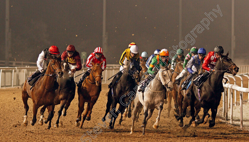 Alto-Volante-0004 
 ALTO VOLANTE (left, Tom Marquand) is widest into the first turn before beating BE MY BEAU (right) and STANLEY BALDWIN (yellow) in The Get Your Ladbrokes Odds Boost Novice Stakes
Wolverhampton 7 Jan 2021 - Pic Steven Cargill / Racingfotos.com