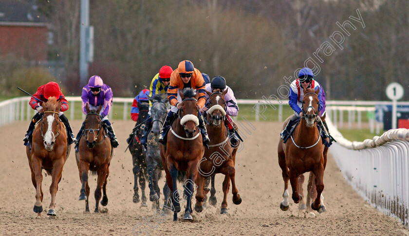 Follow-Your-Heart-0003 
 FOLLOW YOUR HEART (centre, Kevin Stott) beats SIR GREGORY (left) in The Betway Novice Median Auction Stakes
Wolverhampton 12 Mar 2021 - Pic Steven Cargill / Racingfotos.com